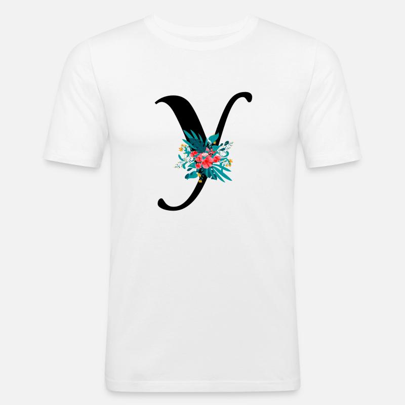 Buchstabe Y geblüht - Männer Slim Fit T-Shirt - Weiß