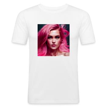 Frau der Fantasie - Männer Slim Fit T-Shirt - Weiß - Vorne - Nik (191cm)