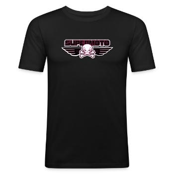 SUPER MOTO Pirates rose - T-shirt près du corps Homme - noir - Devant - Nik (191cm)