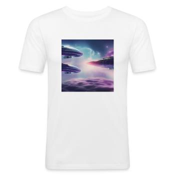 Ciel Futuriste - T-shirt près du corps Homme - blanc - Devant - Nik (191cm)