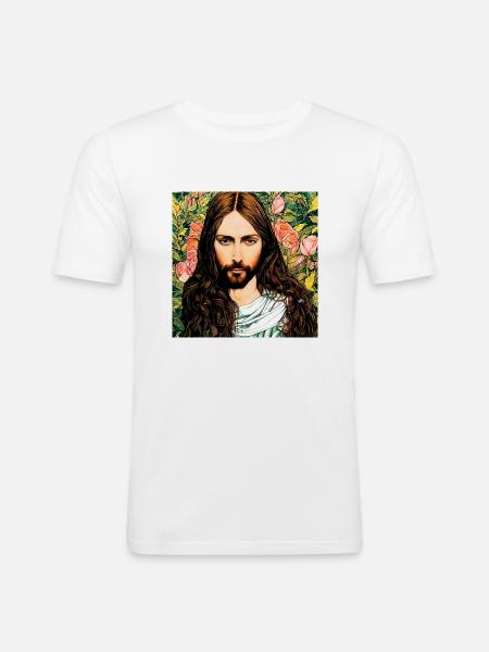 Portrait of Jesus Christ - Men's Slim Fit T-Shirt - white