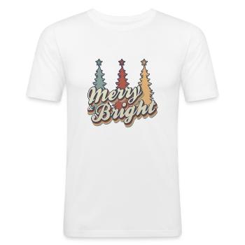 MERRY AND BRIGHT - Men's Slim Fit T-Shirt - white - Front - Nik (191cm)