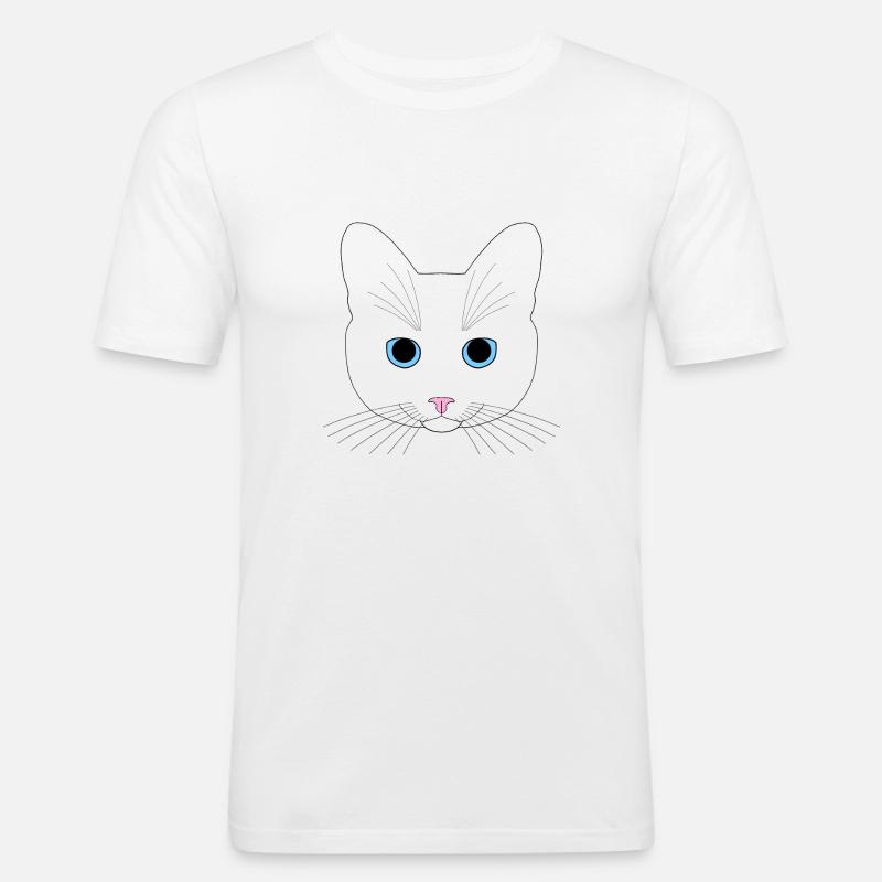 Weiße Katze - Männer Slim Fit T-Shirt - Weiß