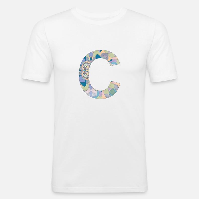 Buchstabe C im Mandala - Männer Slim Fit T-Shirt - Weiß