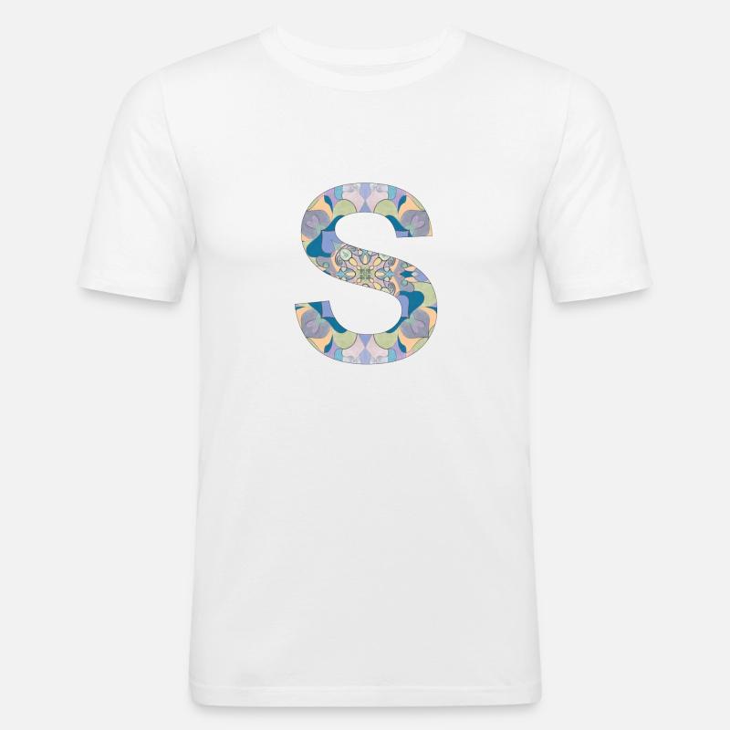 Buchstabe S im Mandala - Männer Slim Fit T-Shirt - Weiß