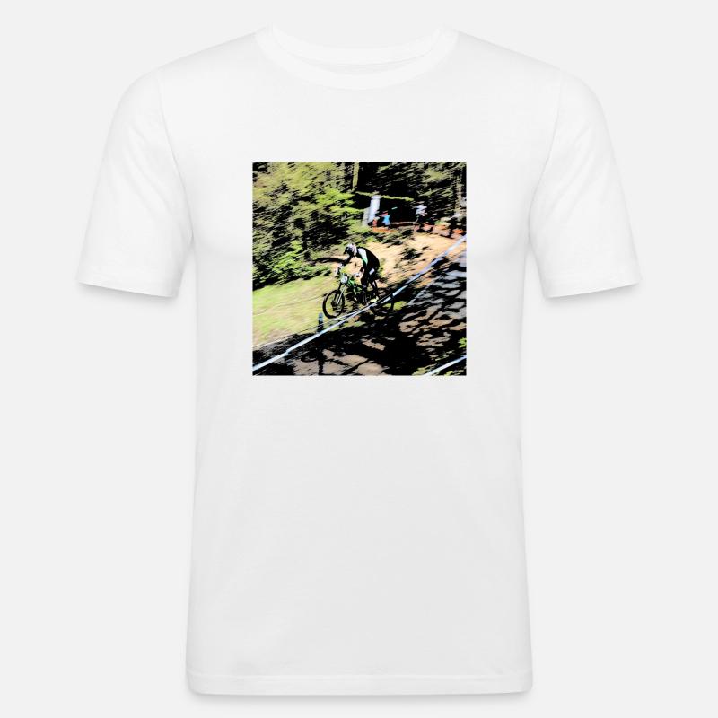 MTB MTB MTB Abfahrt - Männer Slim Fit T-Shirt - Weiß