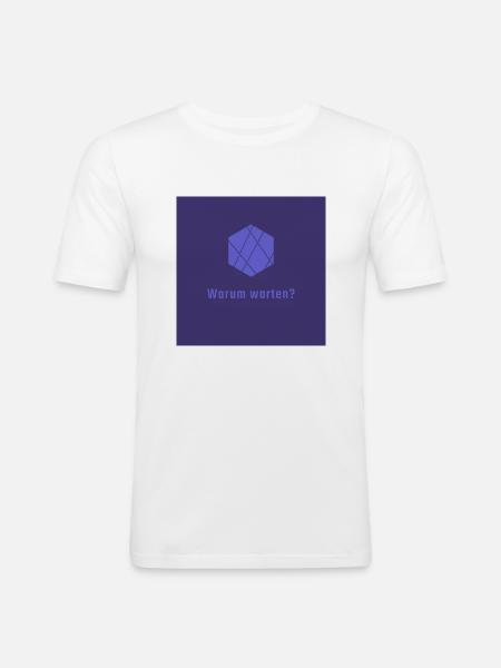 Warum warten? Lila - Männer Slim Fit T-Shirt - Weiß