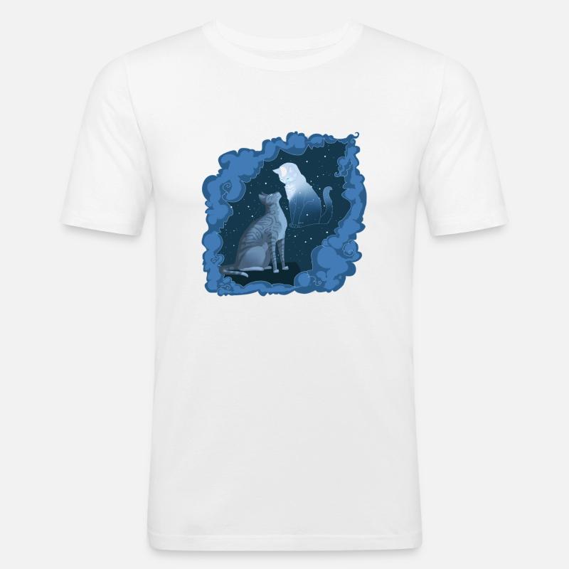 Jayfeather Jay Fjer Grå Kat Halvmåne Måne - Herre Slim Fit T-Shirt - hvid