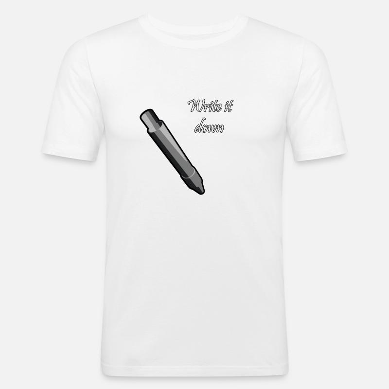 Write it Down - Männer Slim Fit T-Shirt - Weiß