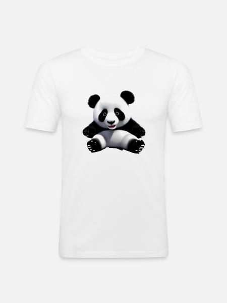 Baby-Panda - Männer Slim Fit T-Shirt - Weiß