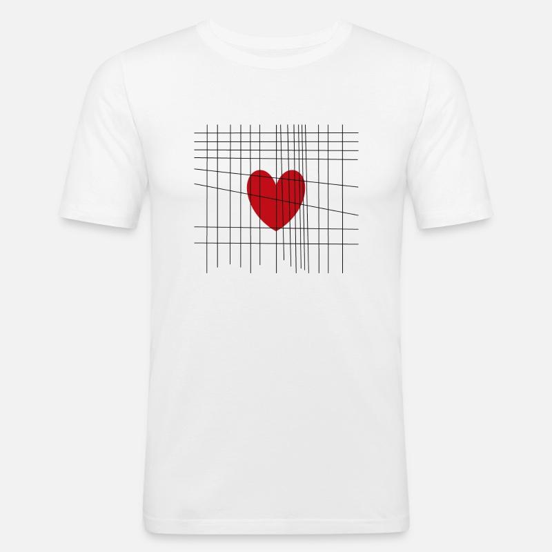 Herz hinter Gittern - Männer Slim Fit T-Shirt - Weiß