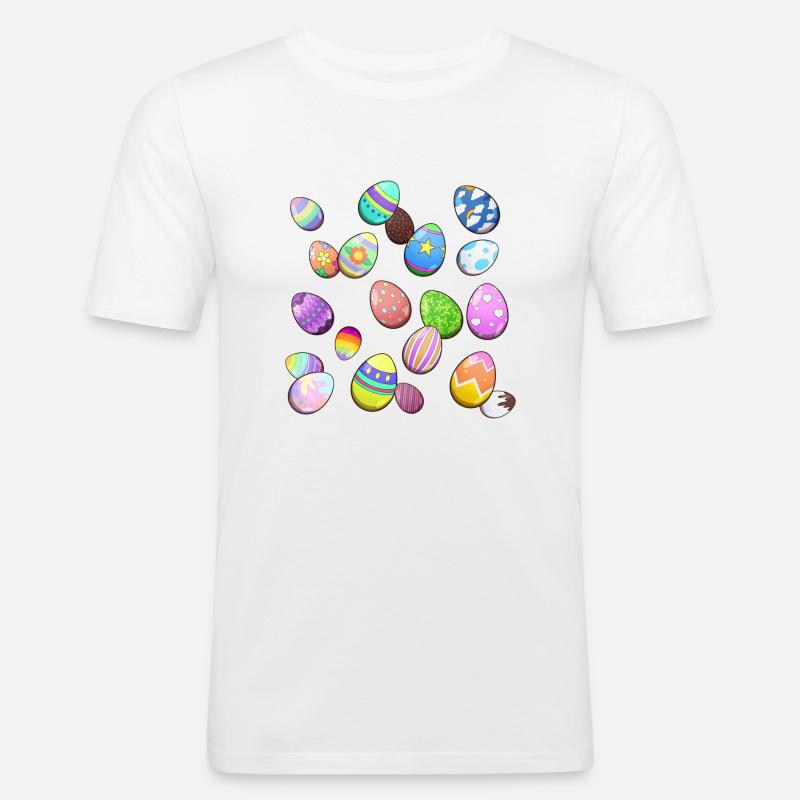 Easter Eggs Pattern - Men's Slim Fit T-Shirt - white