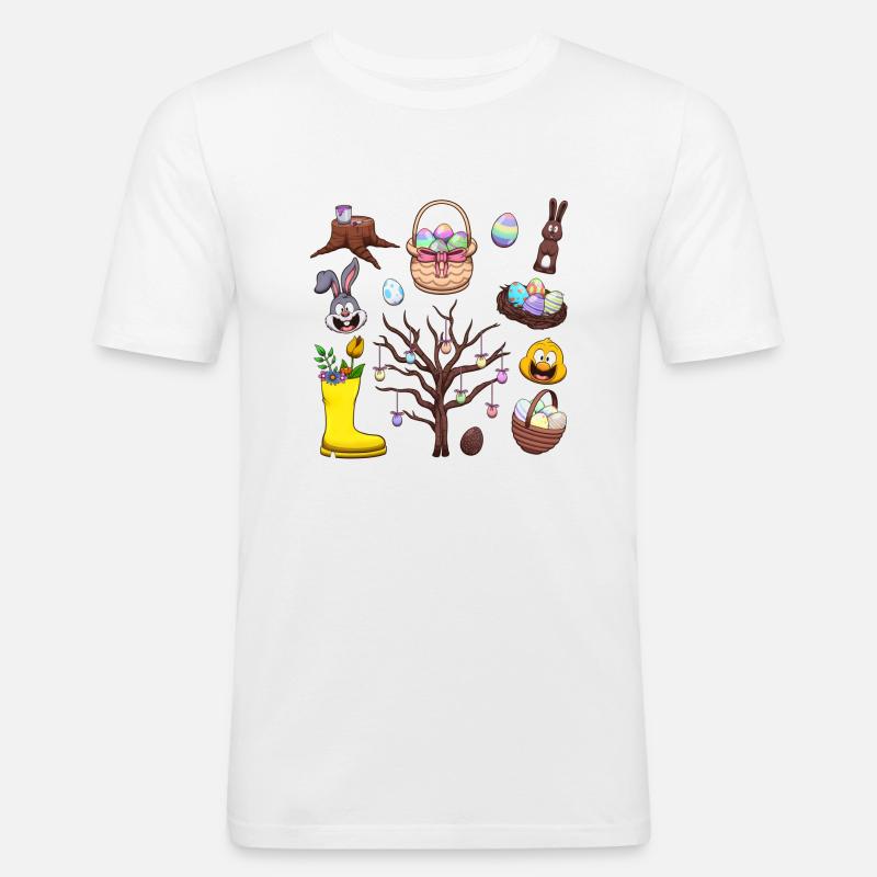 Oster-Elemente - Männer Slim Fit T-Shirt - Weiß