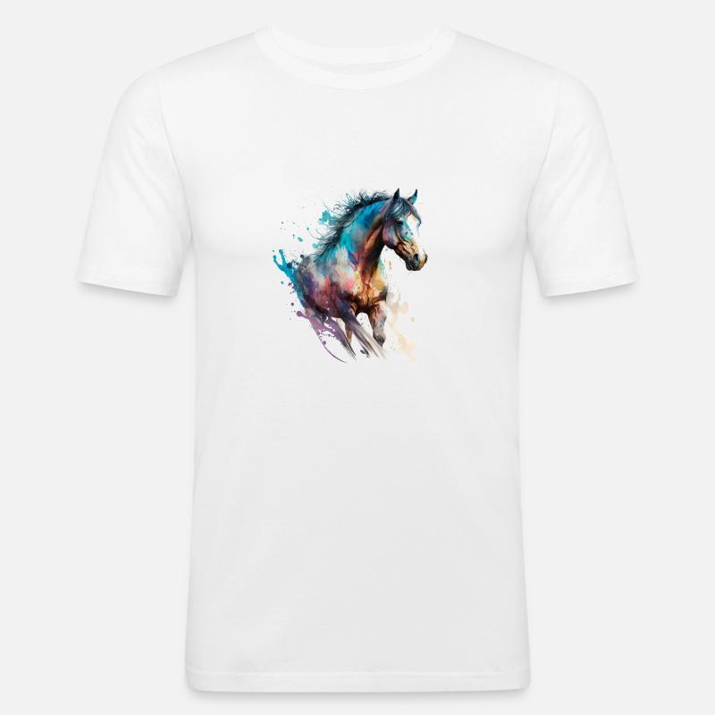 Feuriges Pferd Nr. 5 - Männer Slim Fit T-Shirt - Weiß