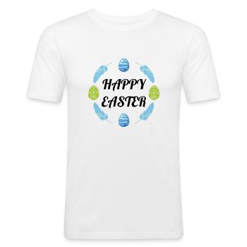 Happy Easter Easter Egg - Men's Slim Fit T-Shirt - white - Front - Nik (191cm)