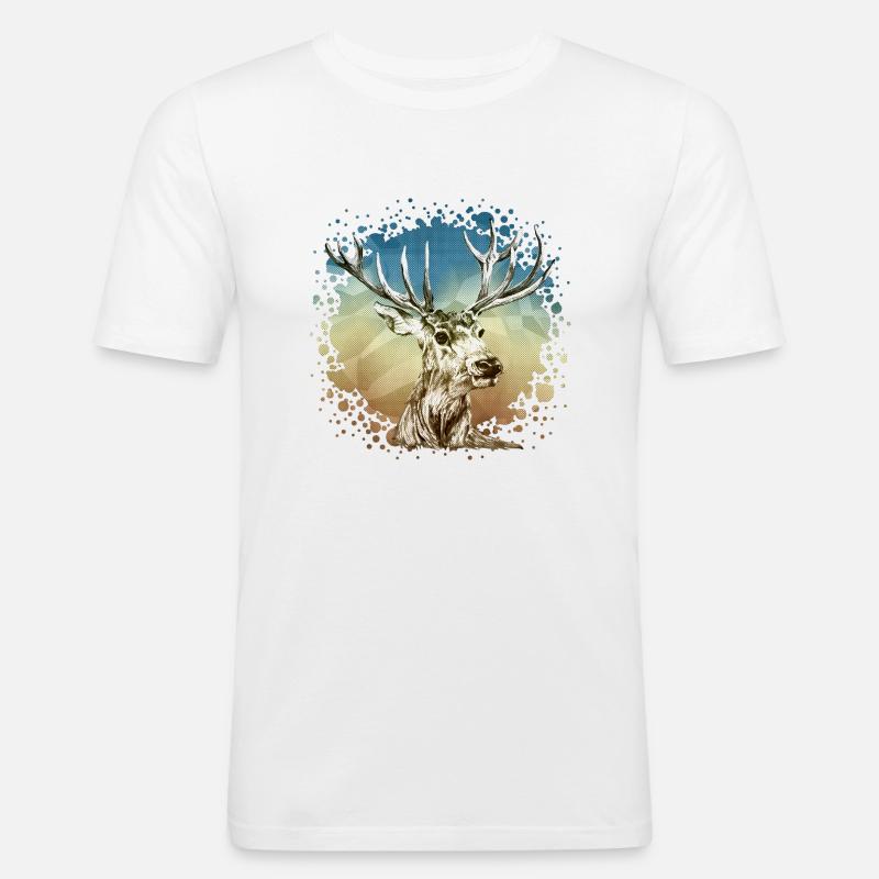 Hirsch - Männer Slim Fit T-Shirt - Weiß