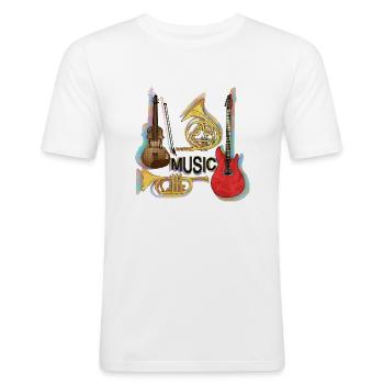 Musical instruments - Men's Slim Fit T-Shirt - white - Front - Nik (191cm)