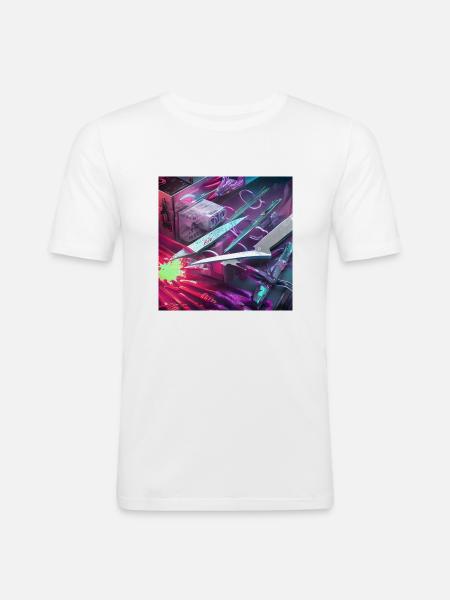 Blutiges Messer - Männer Slim Fit T-Shirt - Weiß