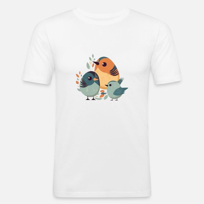 Vogelfamilie - Männer Slim Fit T-Shirt - Weiß