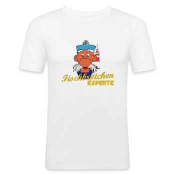 Fischbrötchen Experte - Männer Slim Fit T-Shirt - Weiß - Vorne - Nik (191cm)