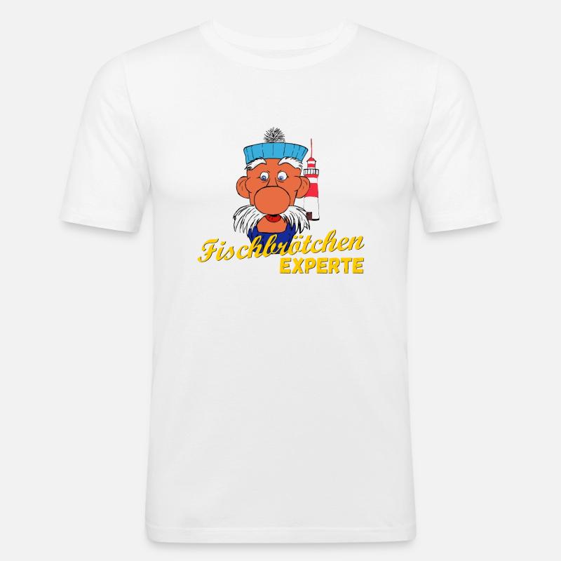 Fischbrötchen Experte - Männer Slim Fit T-Shirt - Weiß
