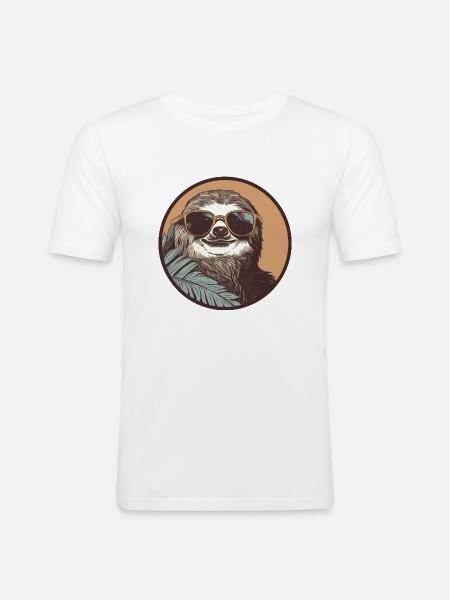 Sloth with sunglasses, sluggishness - Men's Slim Fit T-Shirt - white