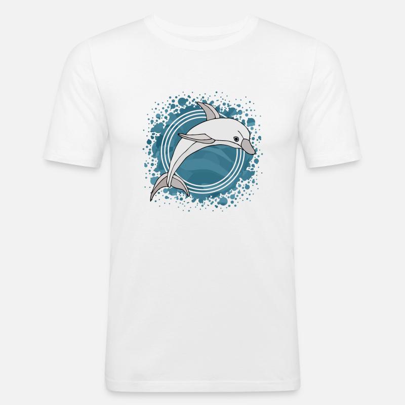 Delfin - Männer Slim Fit T-Shirt - Weiß