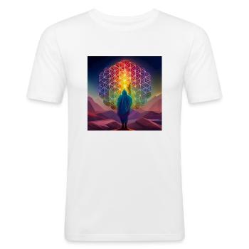Flower of life - Men's Slim Fit T-Shirt - white - Front - Nik (191cm)