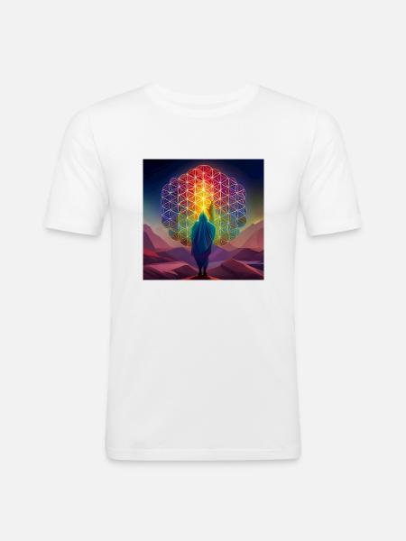 Blume des Lebens - Männer Slim Fit T-Shirt - Weiß