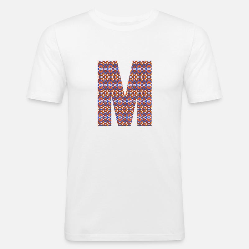 Monogramm Buchstabe M - geometrisches Muster - Männer Slim Fit T-Shirt - Weiß