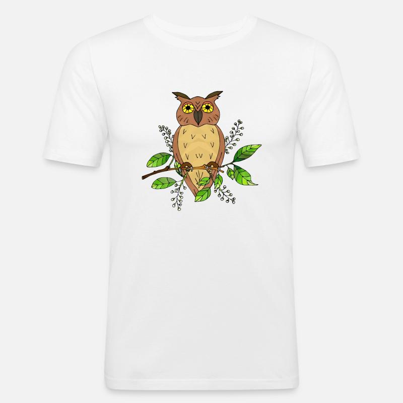 Eulenvogel - Männer Slim Fit T-Shirt - Weiß