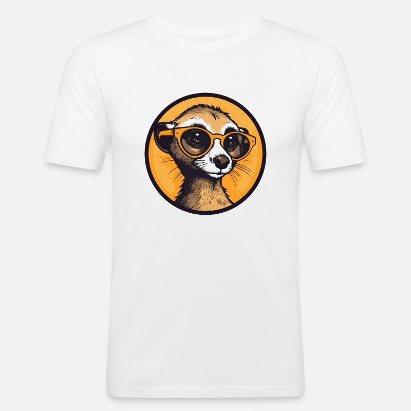 Erdmännchen mit Sonnenbrille, Suricate - Männer Slim Fit T-Shirt - Weiß
