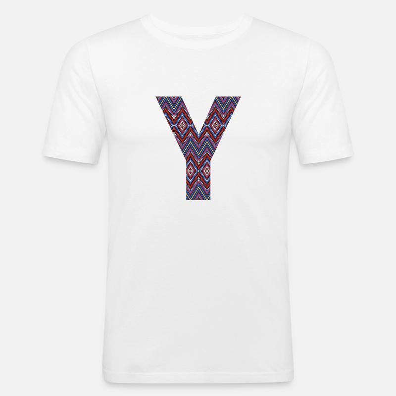 Monogramm Buchstabe Y - geometrisches Muster - Männer Slim Fit T-Shirt - Weiß