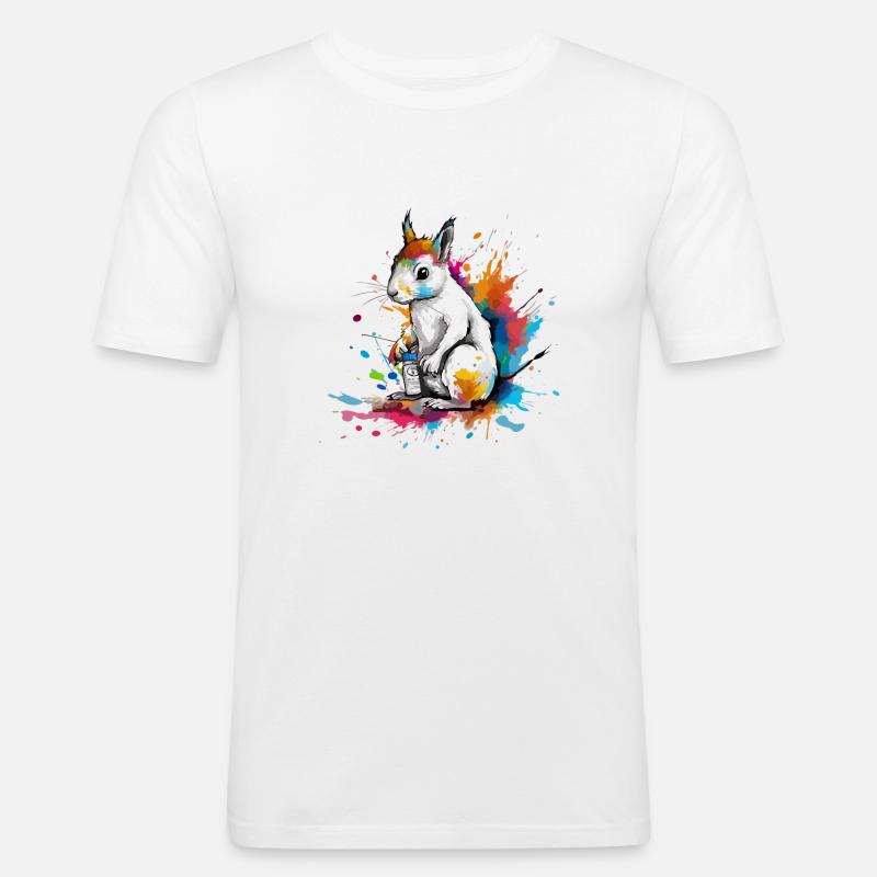 Bibou der Eichhörnchenmaler - Männer Slim Fit T-Shirt - Weiß