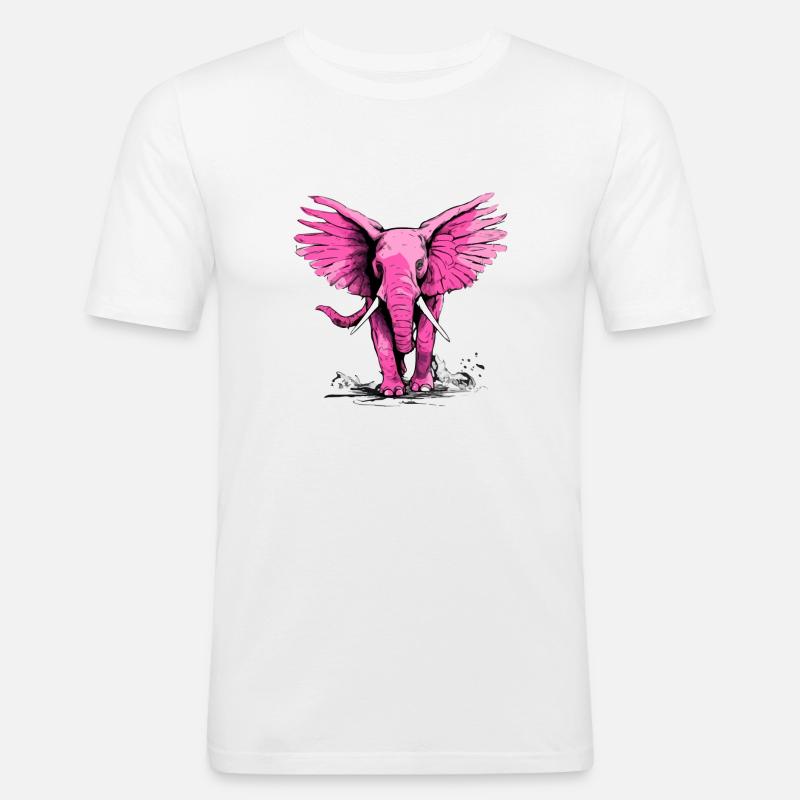 Lolo, der rosa Elefant - Männer Slim Fit T-Shirt - Weiß