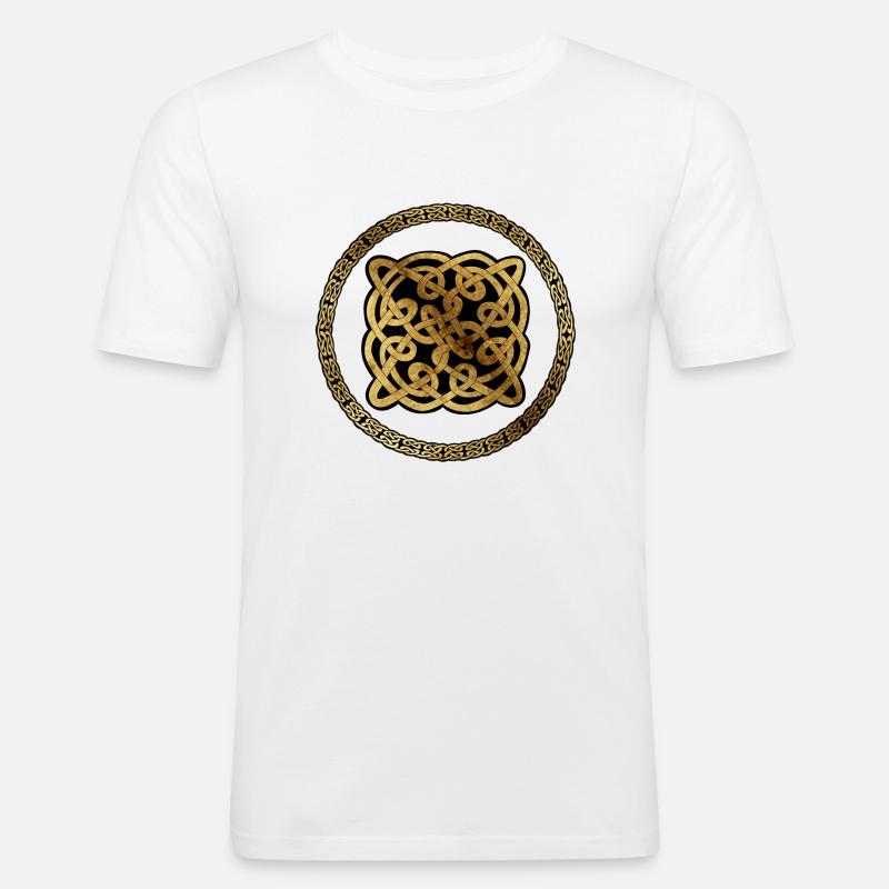 Keltisch9 Pergament mit schwarzem Hintergrund - Männer Slim Fit T-Shirt - Weiß