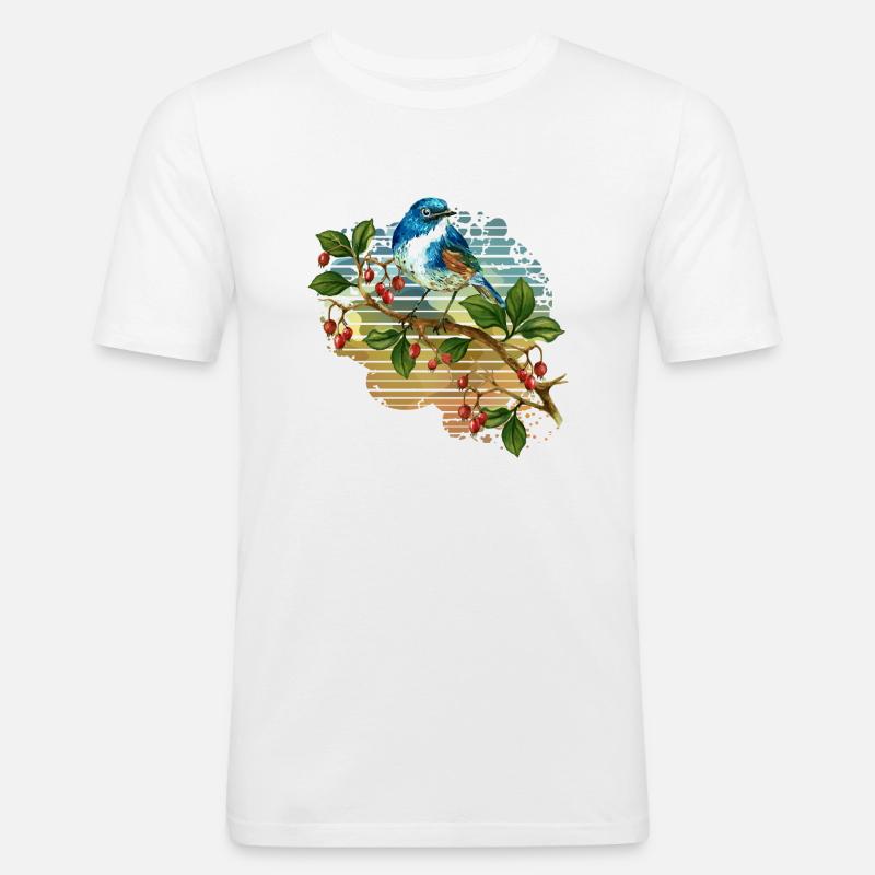 Bunter Vogel - Männer Slim Fit T-Shirt - Weiß