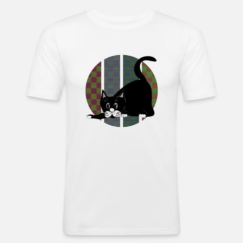 Katze - Männer Slim Fit T-Shirt - Weiß