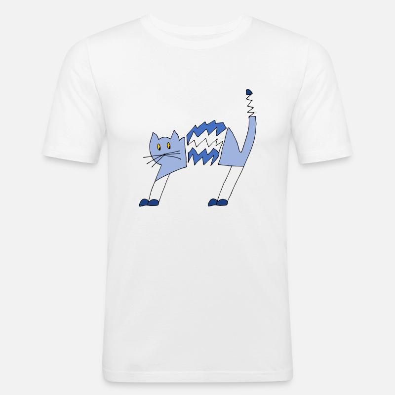 Katze - Männer Slim Fit T-Shirt - Weiß