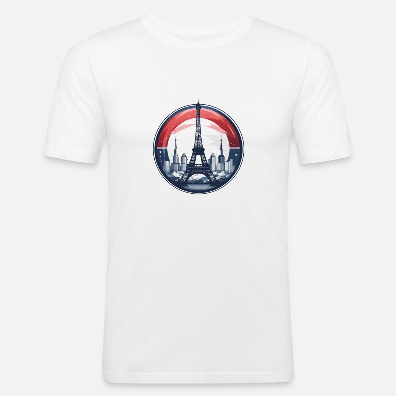 Paris Eiffelturm - Männer Slim Fit T-Shirt - Weiß