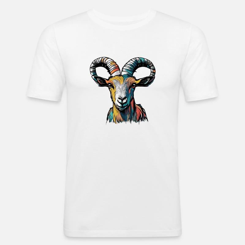 Ziege Steinbock Sternzeichen - Männer Slim Fit T-Shirt - Weiß