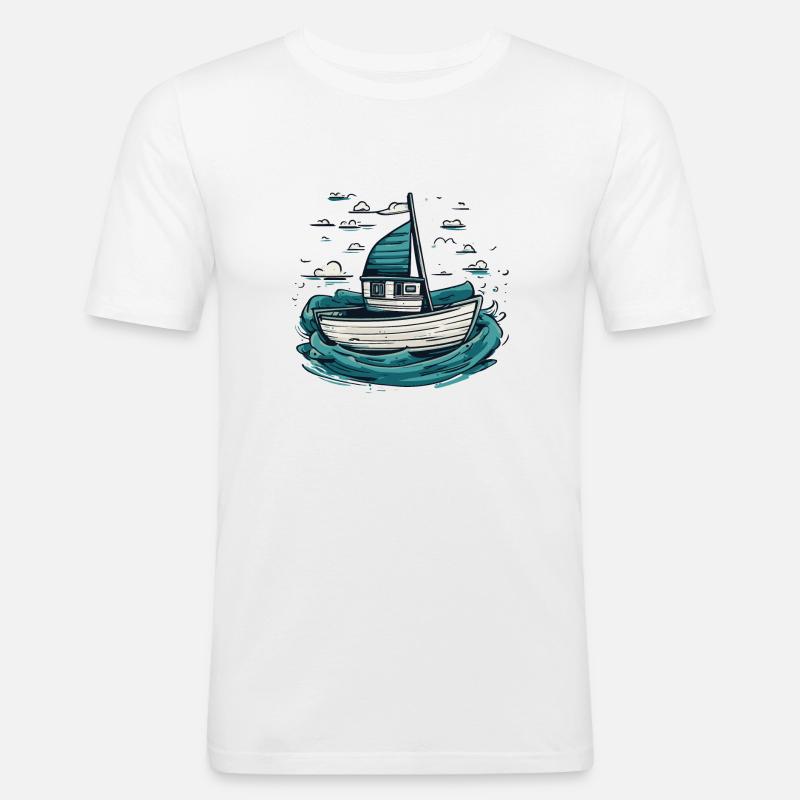 Fischerboot auf hoher See - Männer Slim Fit T-Shirt - Weiß