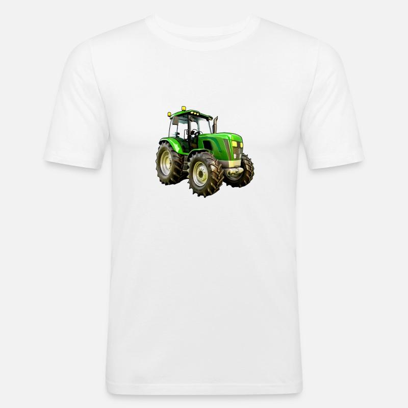 Moderner Traktor Trecker - Männer Slim Fit T-Shirt - Weiß