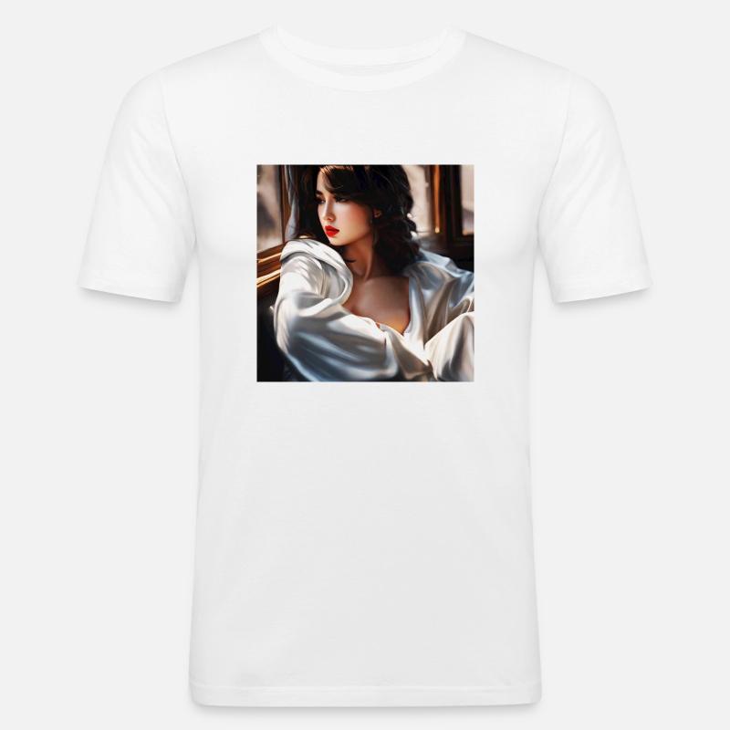 Dame - Männer Slim Fit T-Shirt - Weiß