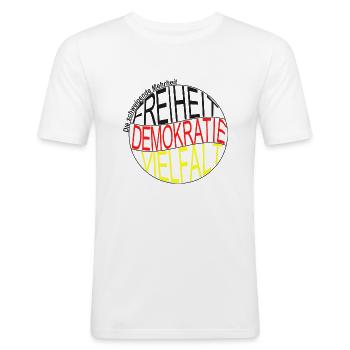 Die schweigende Mehrheit setzt ein Zeichen - Männer Slim Fit T-Shirt - Weiß - Vorne - Nik (191cm)