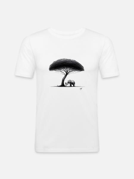 Kleines Mädchen Baum Elefant - Männer Slim Fit T-Shirt - Weiß