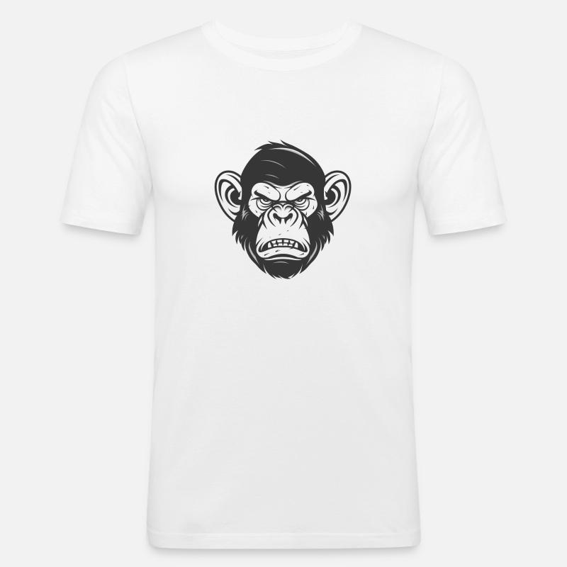 Angry Monkey - Männer Slim Fit T-Shirt - Weiß
