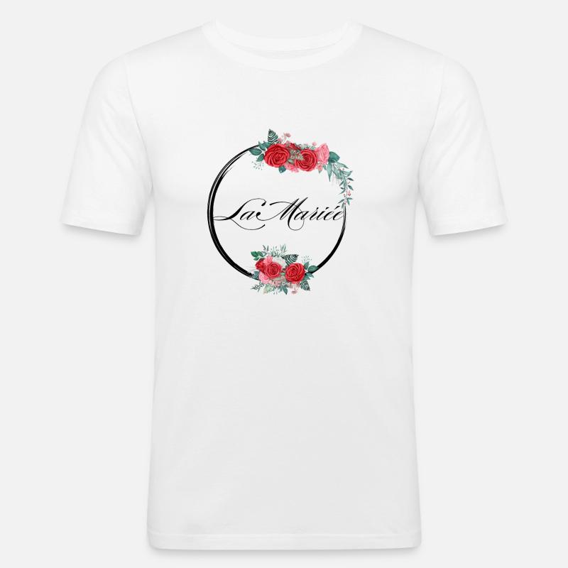 Die rote Blumenbraut - Braut Geschenkidee - Männer Slim Fit T-Shirt - Weiß