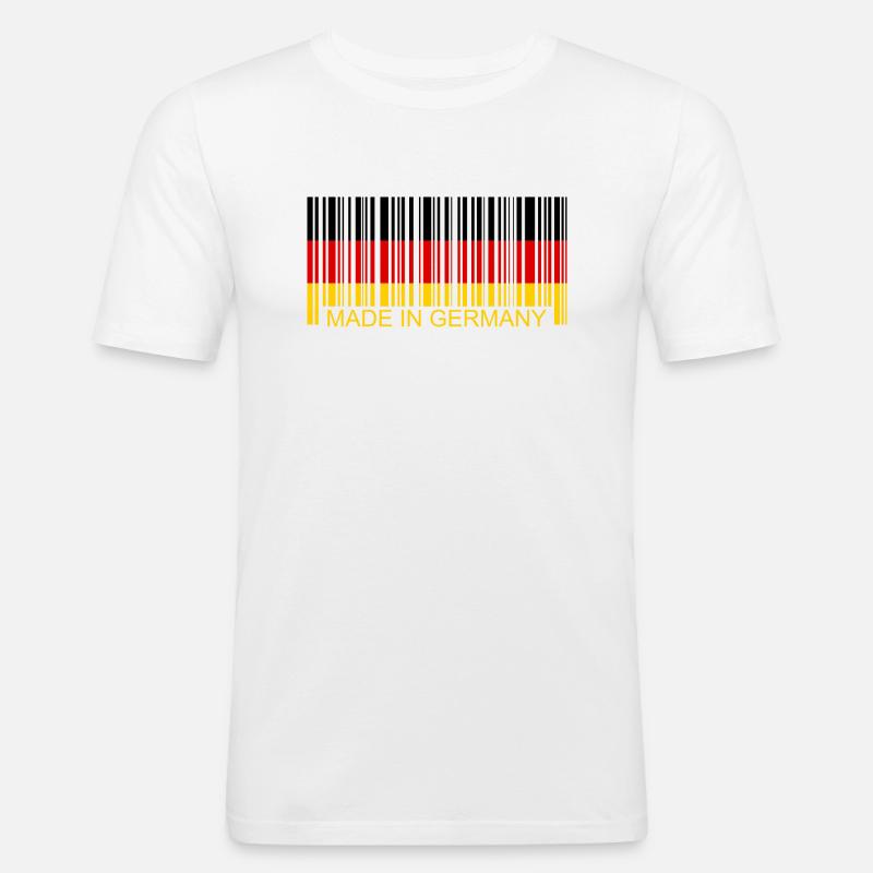 Barcode Made in Germany - Männer Slim Fit T-Shirt - Weiß