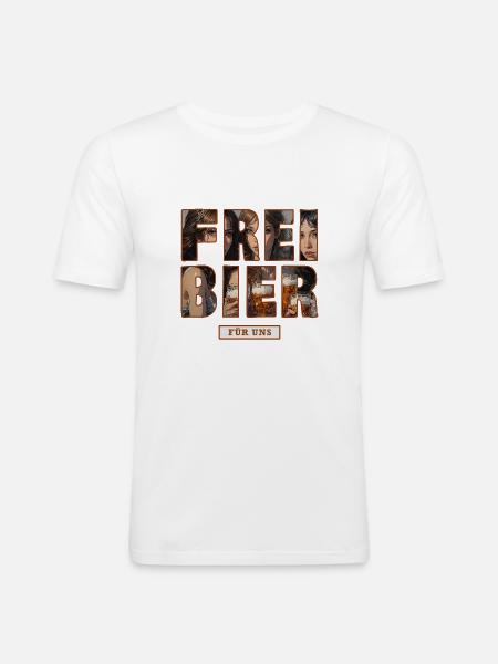 Freibier für uns - Männer Slim Fit T-Shirt - Weiß
